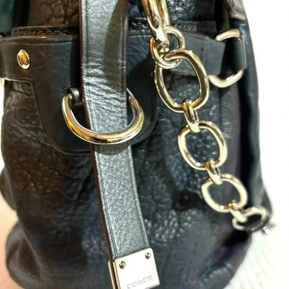 Coach pinnacle Eva lake navy blue leather leather shoulder handbag - Picture 7 of 12